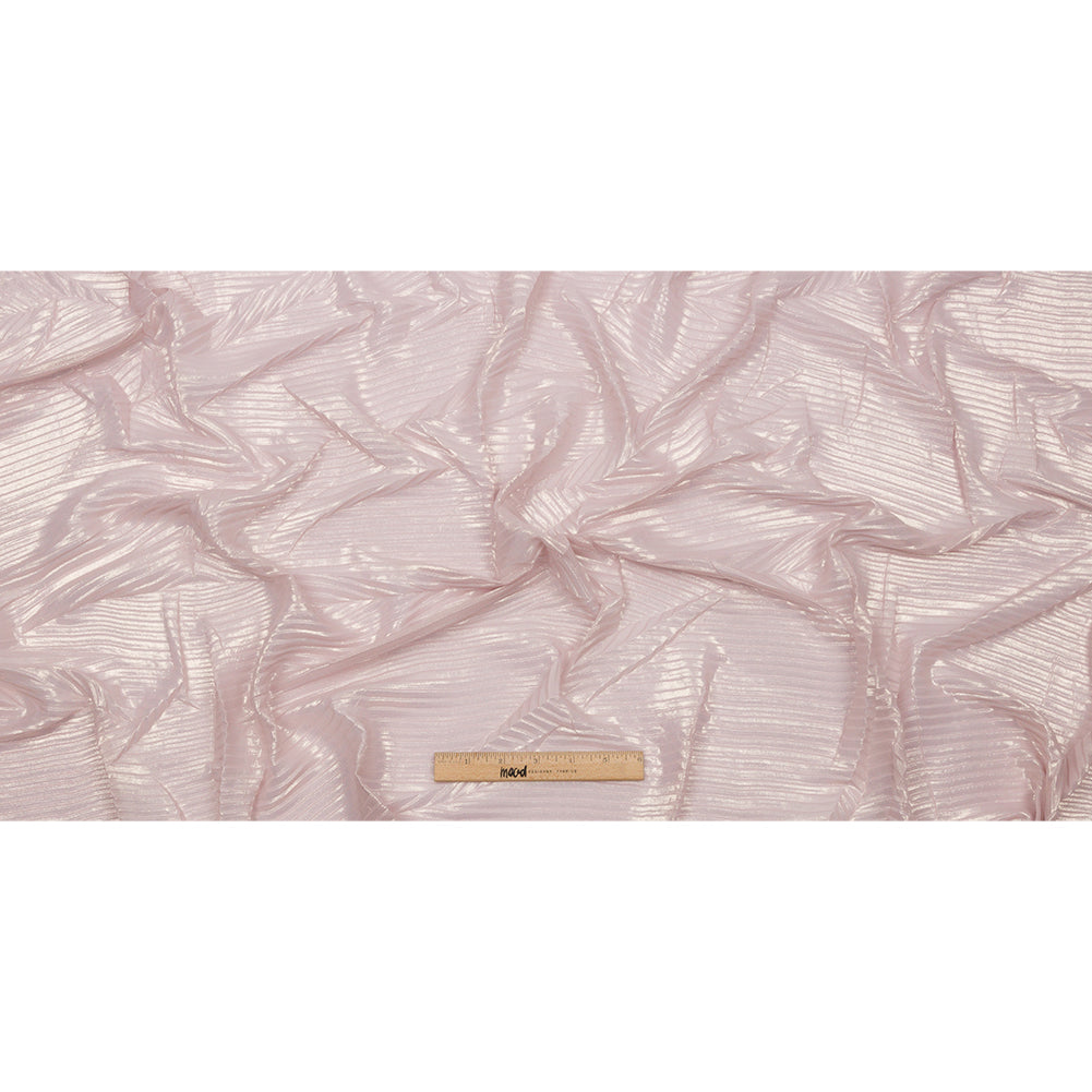 Polyester Chiffon with Abstract Pleats and Gold Foil - Pink - Melia Collection - Full
