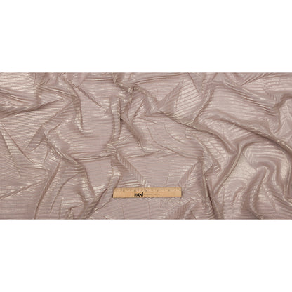 Polyester Chiffon with Abstract Pleats and Gold Foil - Tan - Melia Collection