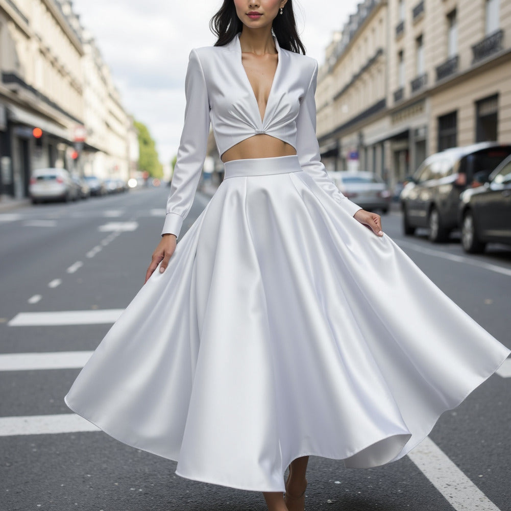 Polyester Duchess Satin - White - Dominique Collection - Editorial