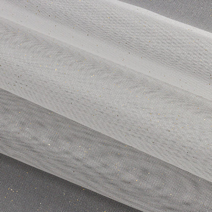 Polyester Mesh Organza with Gold Glitter - White - Starlight Collection