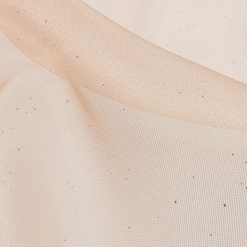 Polyester Mesh Organza with Gold Glitter - Tan - Starlight Collection
