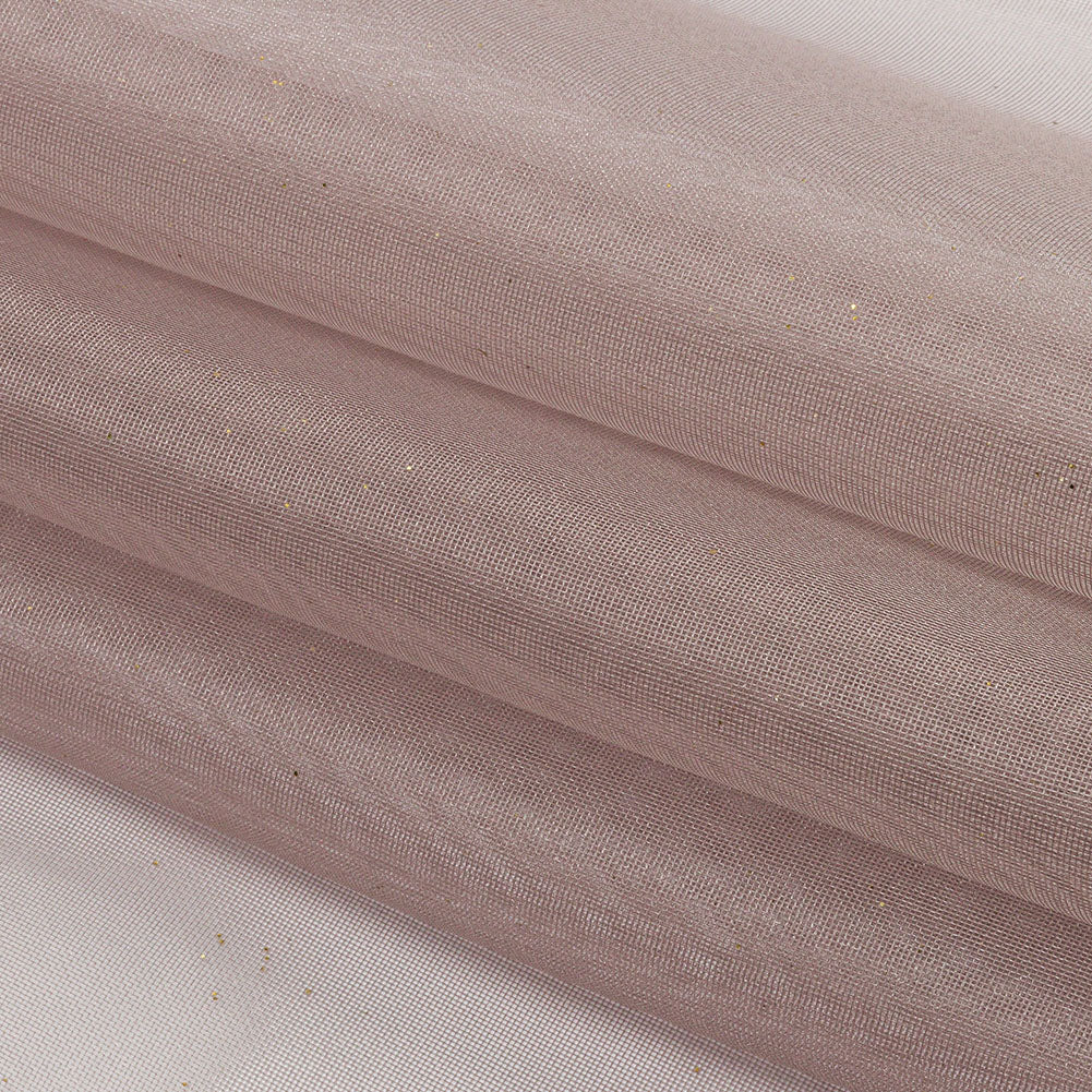 Polyester Mesh Organza with Gold Glitter - Stone - Starlight Collection - Folded