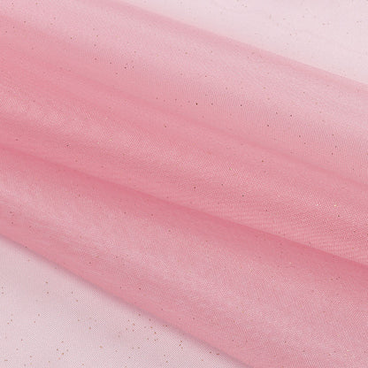 Polyester Mesh Organza with Gold Glitter - Bubblegum - Starlight Collection