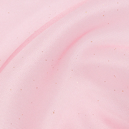 Polyester Mesh Organza with Gold Glitter - Bubblegum - Starlight Collection