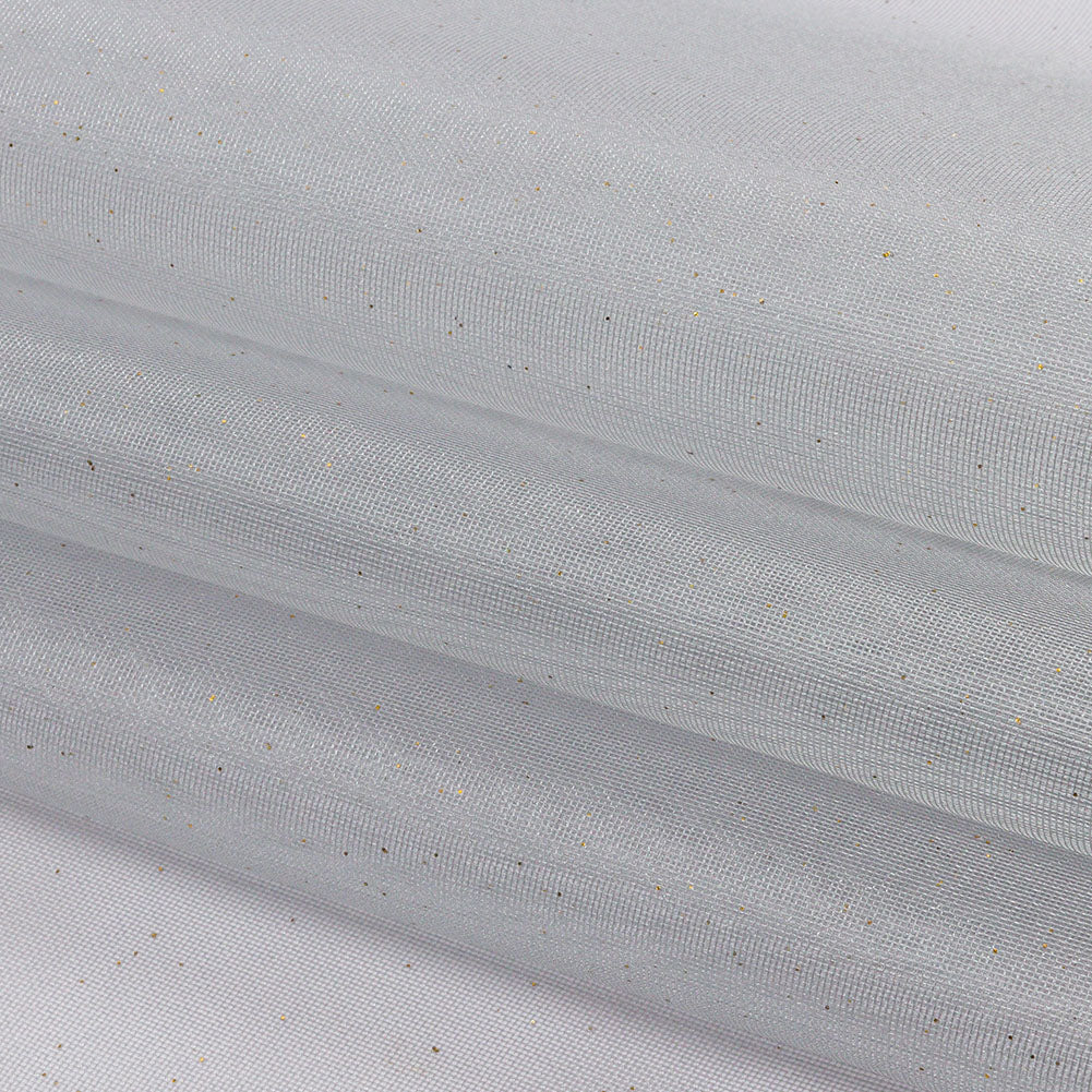 Polyester Mesh Organza with Gold Glitter - Pale Blue - Starlight Collection - Folded