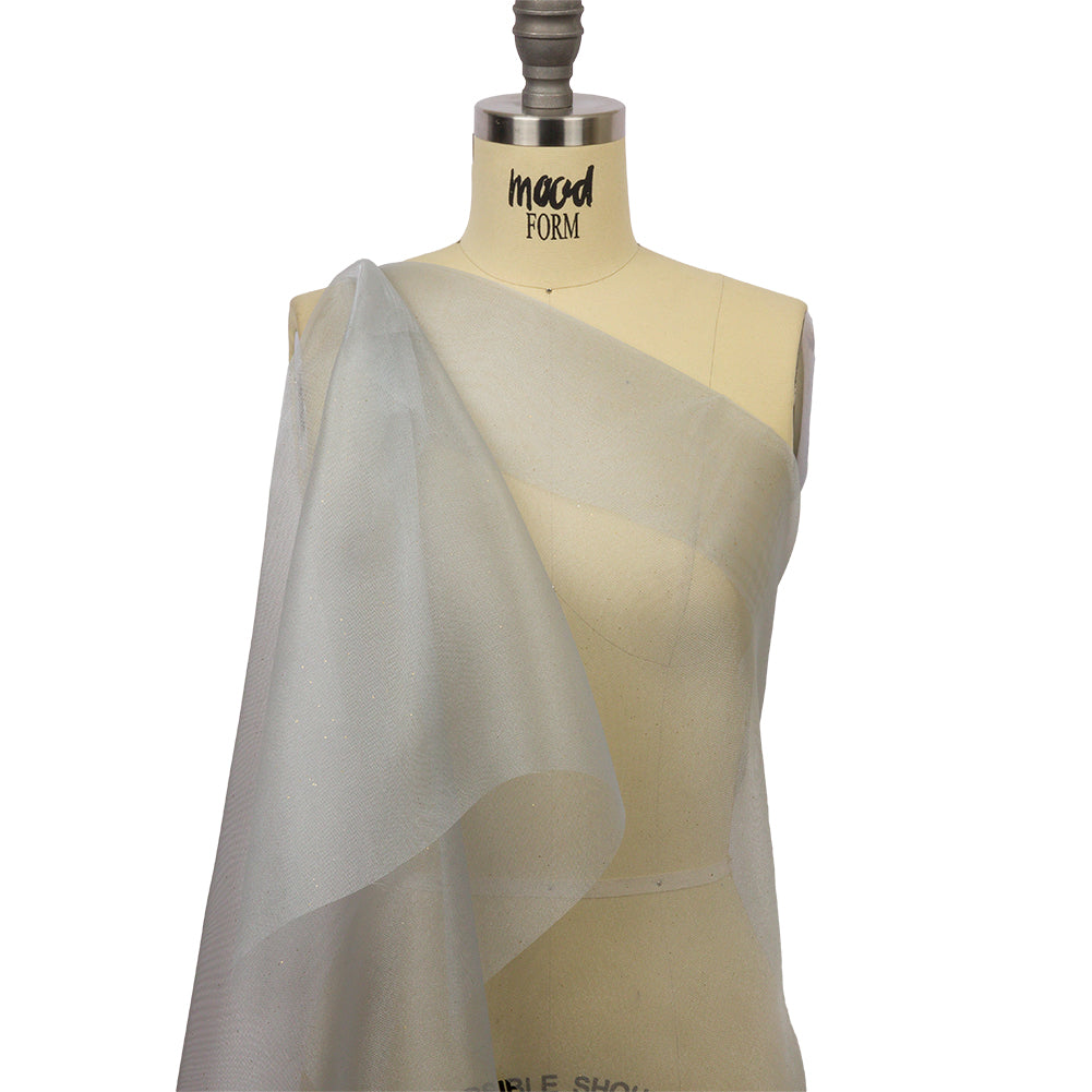 Polyester Mesh Organza with Gold Glitter - Pale Blue - Starlight Collection - Drape