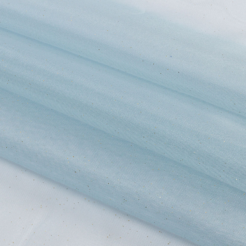 Polyester Mesh Organza with Gold Glitter - Sky Blue - Starlight Collection