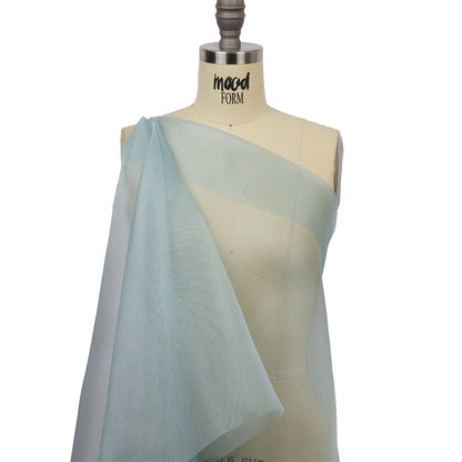 Polyester Mesh Organza with Gold Glitter - Sky Blue - Starlight Collection