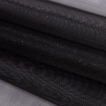 Polyester Mesh Organza with Gold Glitter - Black - Starlight Collection
