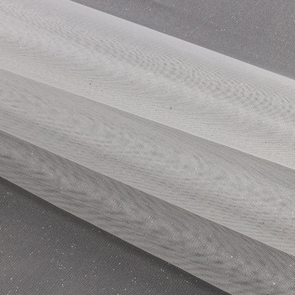 Polyester Mesh Organza with Silver Glitter - White - Starlight Collection