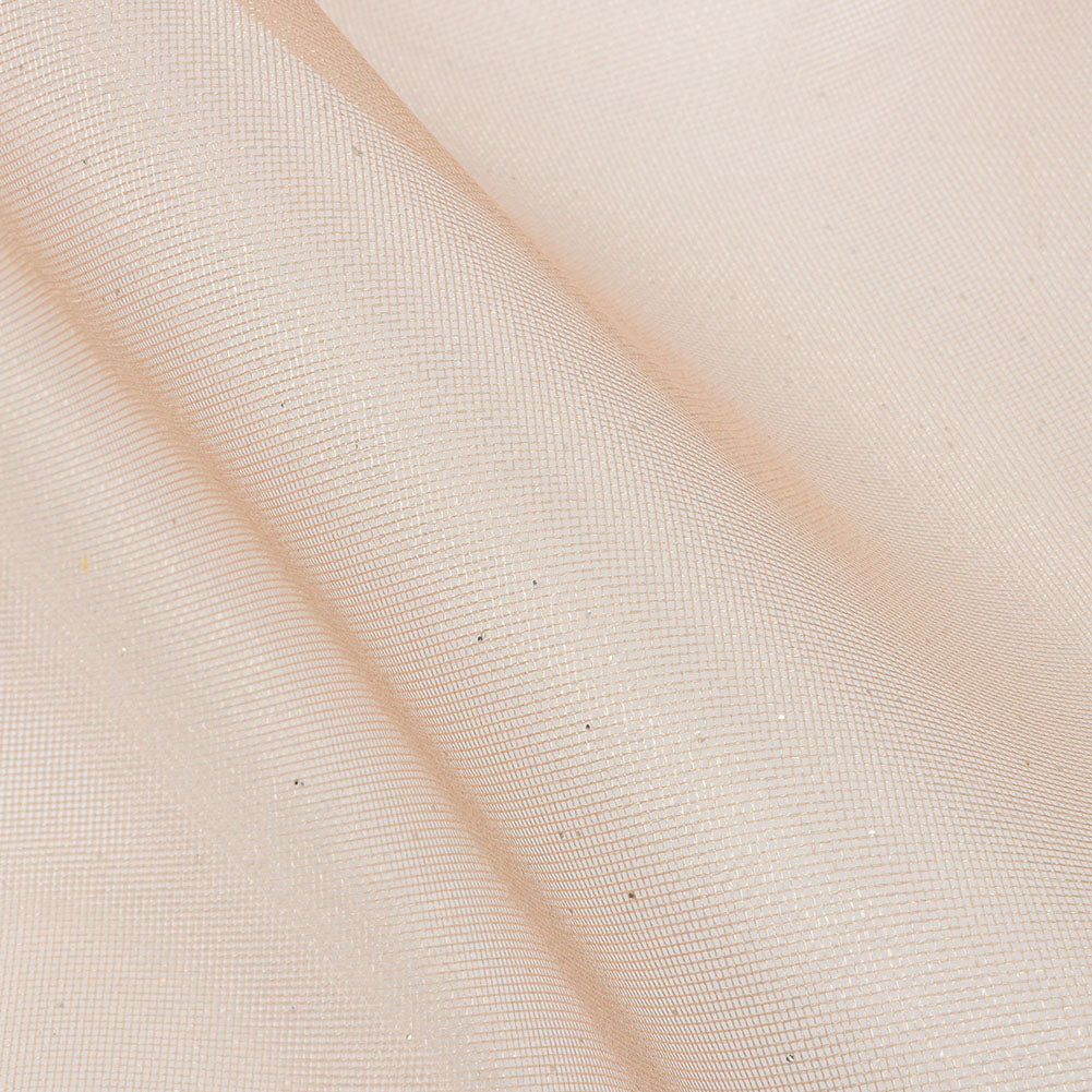 Polyester Mesh Organza with Silver Glitter - Tan - Starlight Collection - Detail