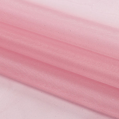 Polyester Mesh Organza with Silver Glitter - Bubblegum - Starlight Collection