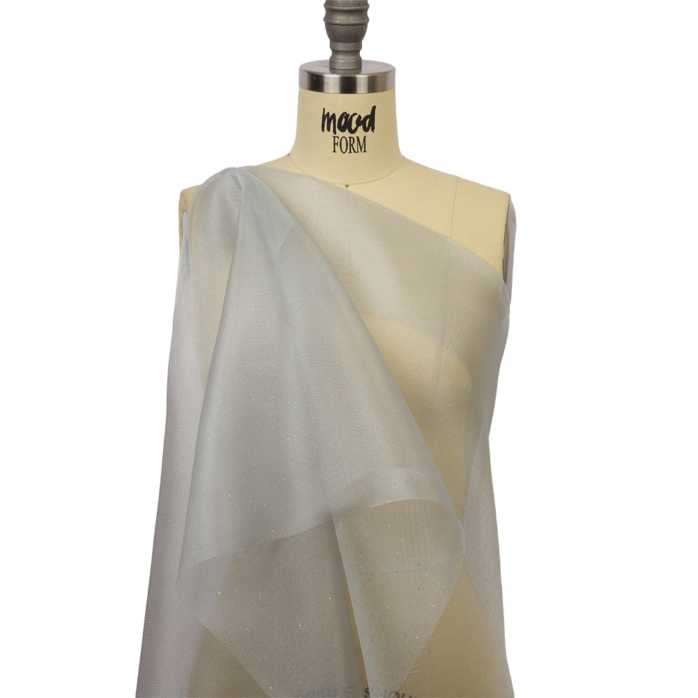 Polyester Mesh Organza with Silver Glitter - Pale Blue - Starlight Collection - Drape