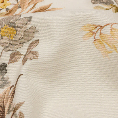 Brushed Stretch Cotton Twill Panel - Cream, Pink and Peach Floral Columns - Mood Exclusive Parthenon Petals Detail