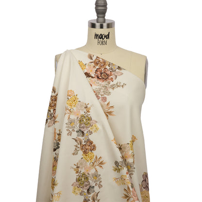 Brushed Stretch Cotton Twill Panel - Cream, Pink and Peach Floral Columns - Mood Exclusive Parthenon Petals Drape
