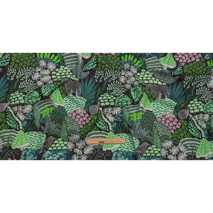 Stretch Cotton Twill Print - Green Mushrooms and Flowers - Mood Exclusive Woodland Escape Full