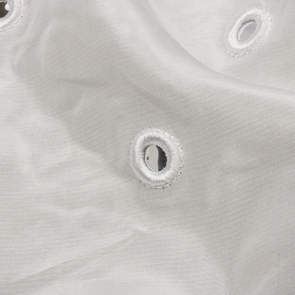 White Silk Taffeta with Embroidered Mirror Polka Dots Detail