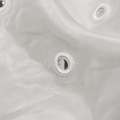 White Silk Taffeta with Embroidered Mirror Polka Dots Detail