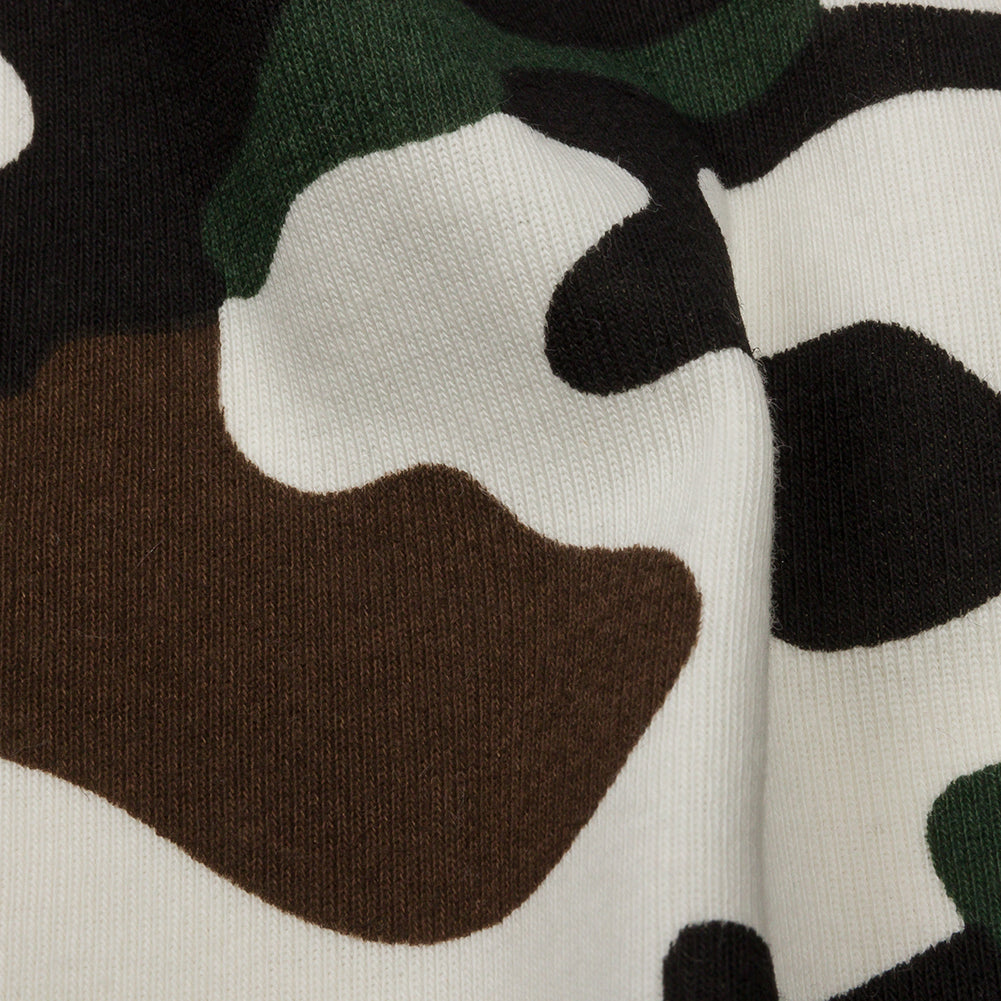 Green, Brown and White Camouflage Cotton Rib Knit Detail