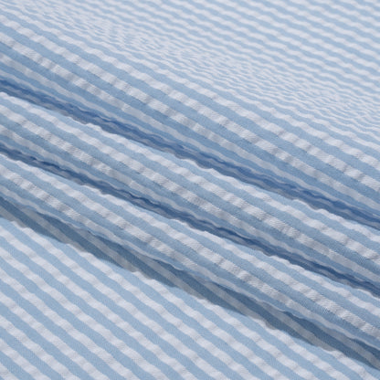 Polyester and Cotton Seersucker - Light Blue and White Candy Stripes - Wylie Collection