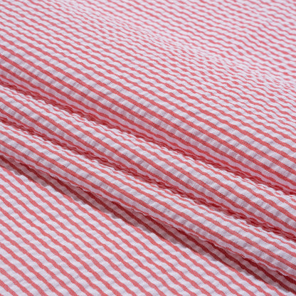 Polyester and Cotton Seersucker - Red and White Candy Stripes - Wylie Collection
