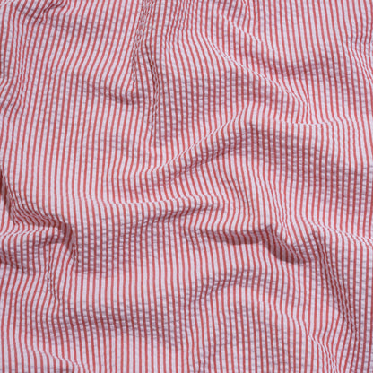 Polyester and Cotton Seersucker - Red and White Candy Stripes - Wylie Collection