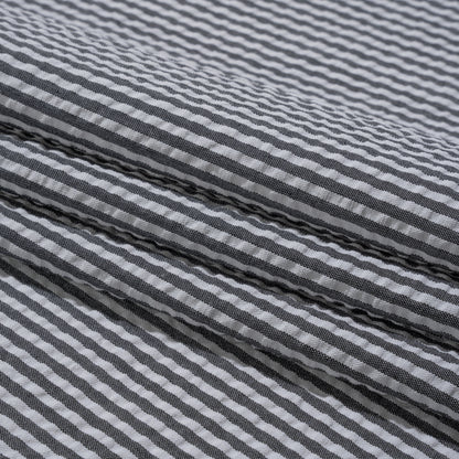 Polyester and Cotton Seersucker - Black and White Candy Stripes - Wylie Collection
