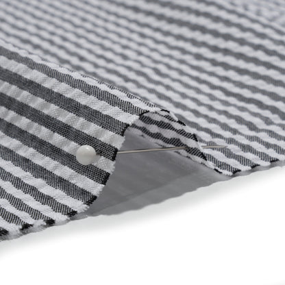 Polyester and Cotton Seersucker - Black and White Candy Stripes - Wylie Collection