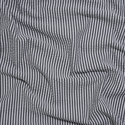 Polyester and Cotton Seersucker - Black and White Candy Stripes - Wylie Collection