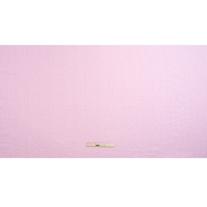 Polyester and Cotton Seersucker - Bubblegum Pink and White Candy Stripes - Wylie Collection