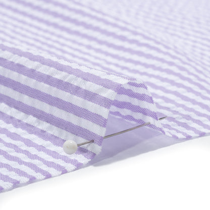 Polyester and Cotton Seersucker - Purple and White Candy Stripes - Wylie Collection