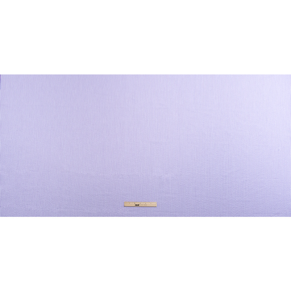 Polyester and Cotton Seersucker - Purple and White Candy Stripes - Wylie Collection