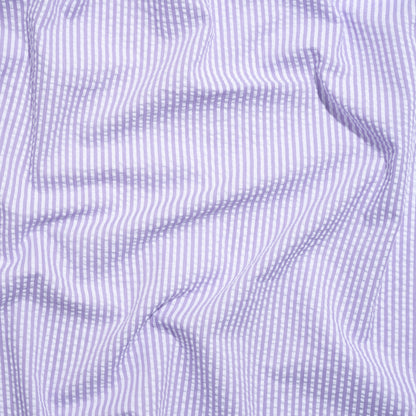 Polyester and Cotton Seersucker - Purple and White Candy Stripes - Wylie Collection