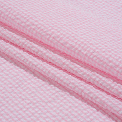 Polyester and Cotton Seersucker - Pink and White Checks - Wylie Collection