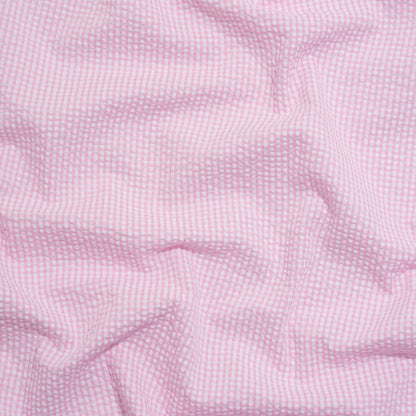 Polyester and Cotton Seersucker - Pink and White Checks - Wylie Collection