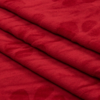 Red Floral Embossed Stretch Polyester Minky Folded