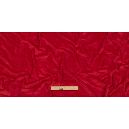 Red Floral Embossed Stretch Polyester Minky Full