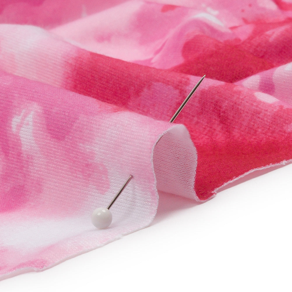 Red, Pink and White Tie Dye Recycled Polyester Interlock Knit Detail