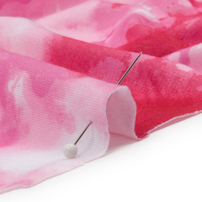 Red, Pink and White Tie Dye Recycled Polyester Interlock Knit Detail