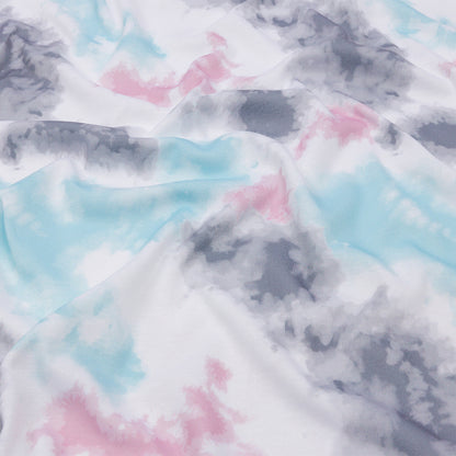 Pink, Gray and Blue Tie Dye Recycled Polyester Interlock Knit