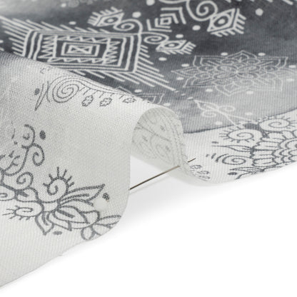 Black, Gray and White Diamonds and Flowers Lightweight Linen Woven