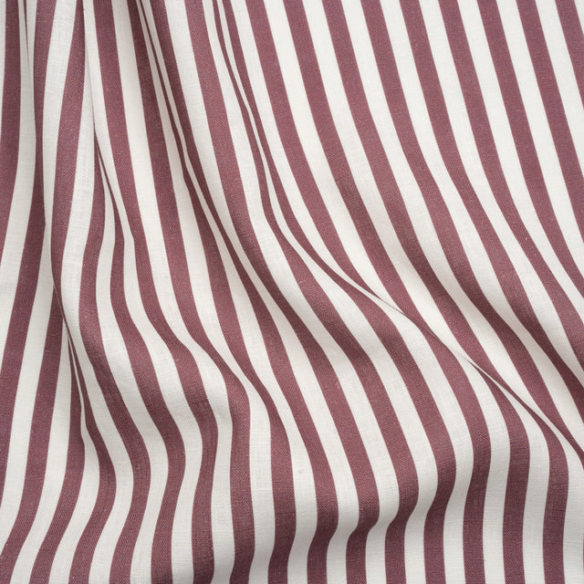Medium Weight Linen Woven - Dusty Plum Stripes - Lydia Collection