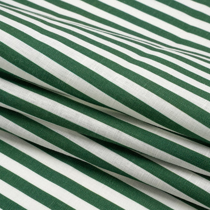 Medium Weight Linen Woven - Hunter Green Stripes - Lydia Collection