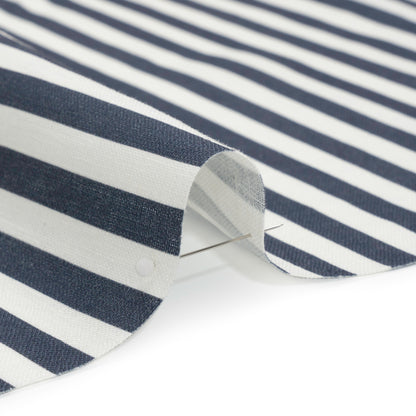 Medium Weight Linen Woven - Steel Blue Stripes - Lydia Collection