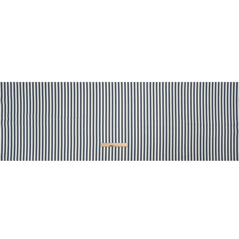 Medium Weight Linen Woven - Steel Blue Stripes - Lydia Collection