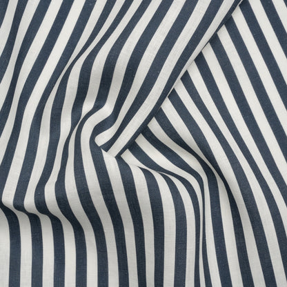 Medium Weight Linen Woven - Steel Blue Stripes - Lydia Collection