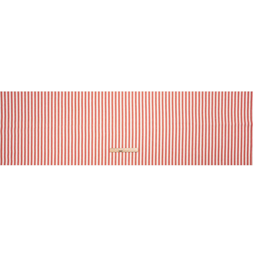 Medium Weight Linen Woven - Coral Stripes - Lydia Collection
