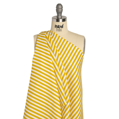 Medium Weight Linen Woven - Citrus Yellow Stripes - Lydia Collection Drape