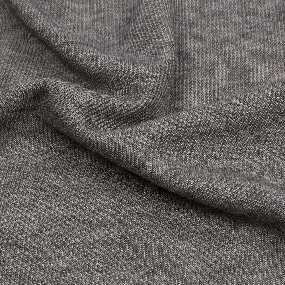 Heathered Pewter Lightweight Rayon Rib Knit Detail