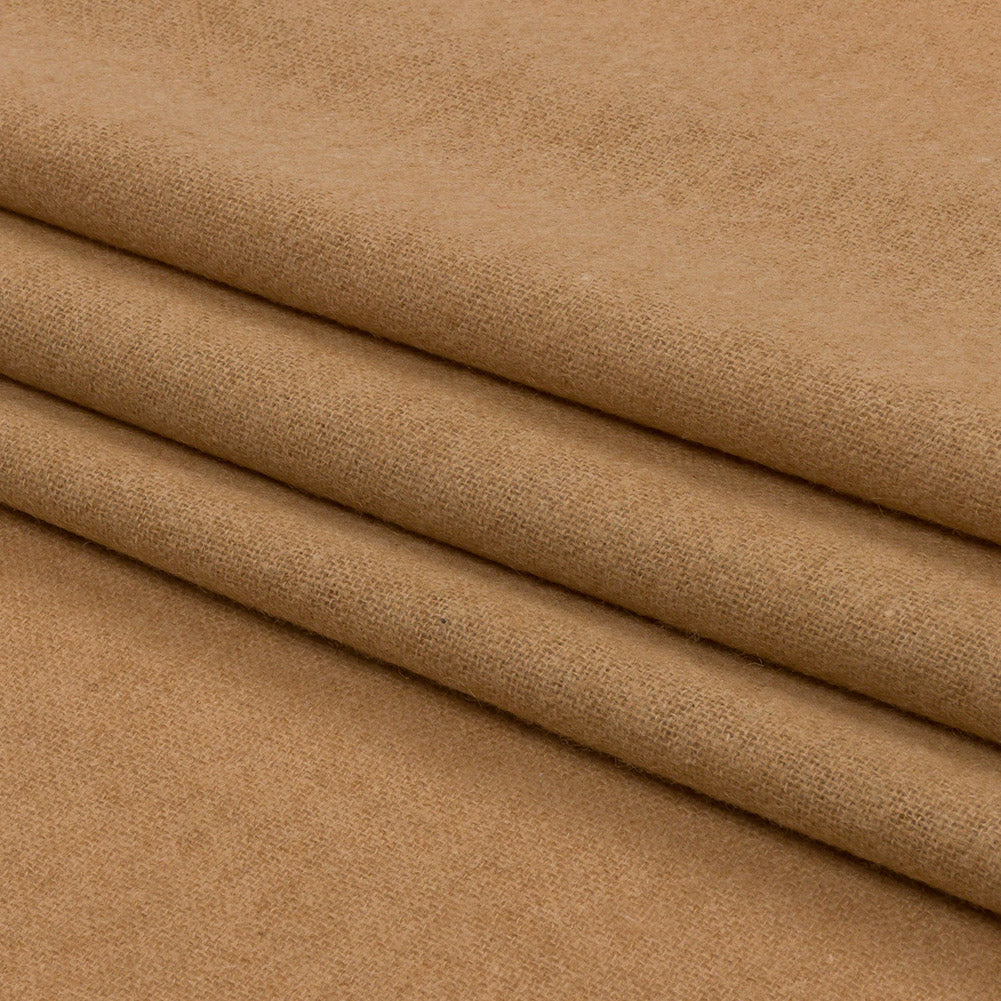 Tan Brushed Wool and Cashmere Woven Folded